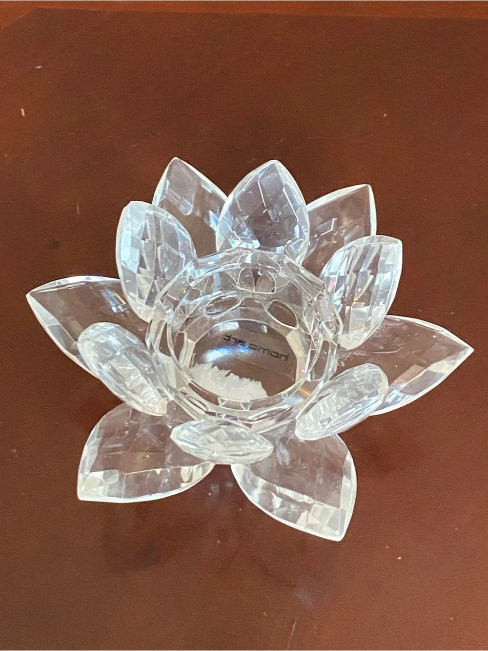 NIB Crystal Lotus Tea Light/Candle Holders - Clear (Set of 2)